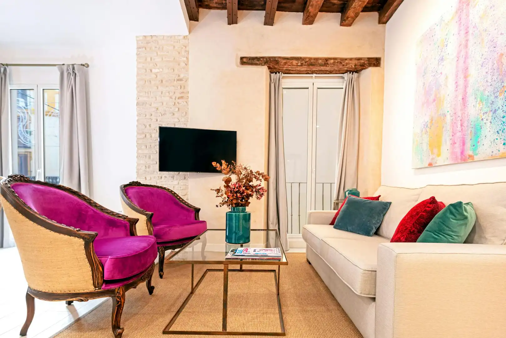 Sala de estar de Piso de alquiler en Sevilla con Aire acondicionado, Calefacción y Lavadora