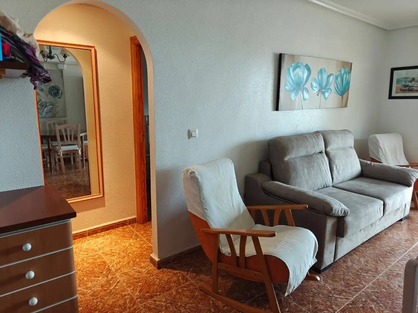 Sala d'estar de Àtic de lloguer en Cartagena amb Aire condicionat, Terrassa i Moblat