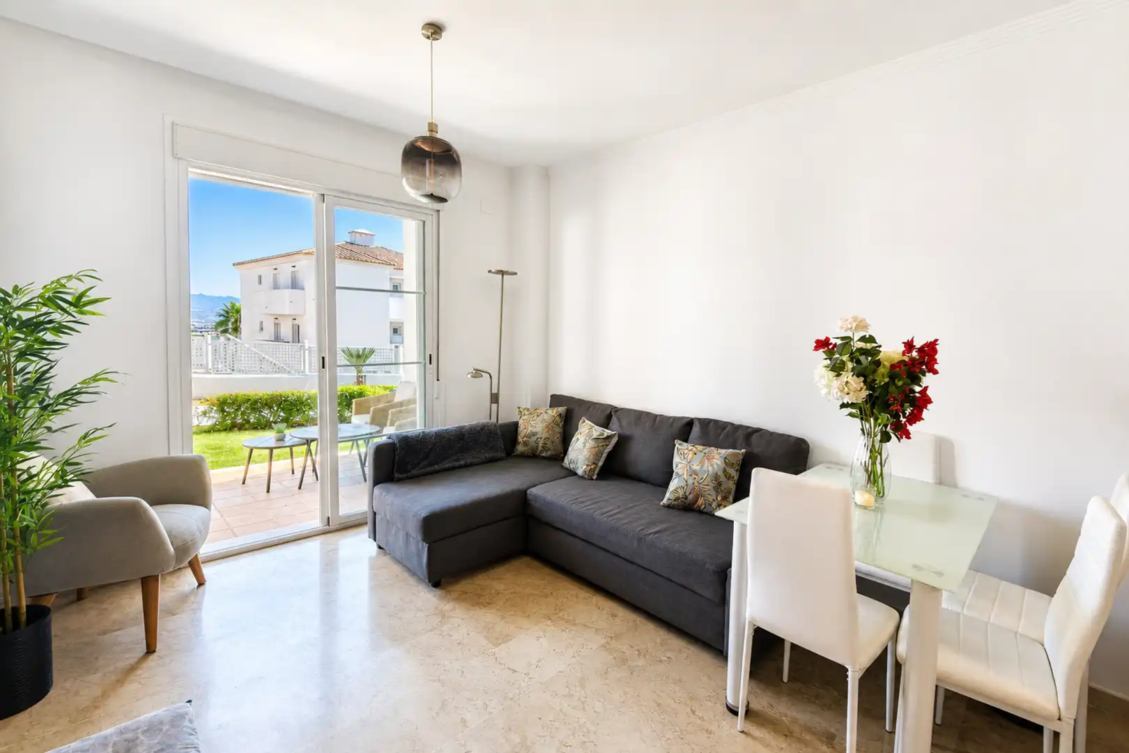 Living room of Ground floor for sale in Manilva  with Air Conditioner, Terrace and Swimming Pool