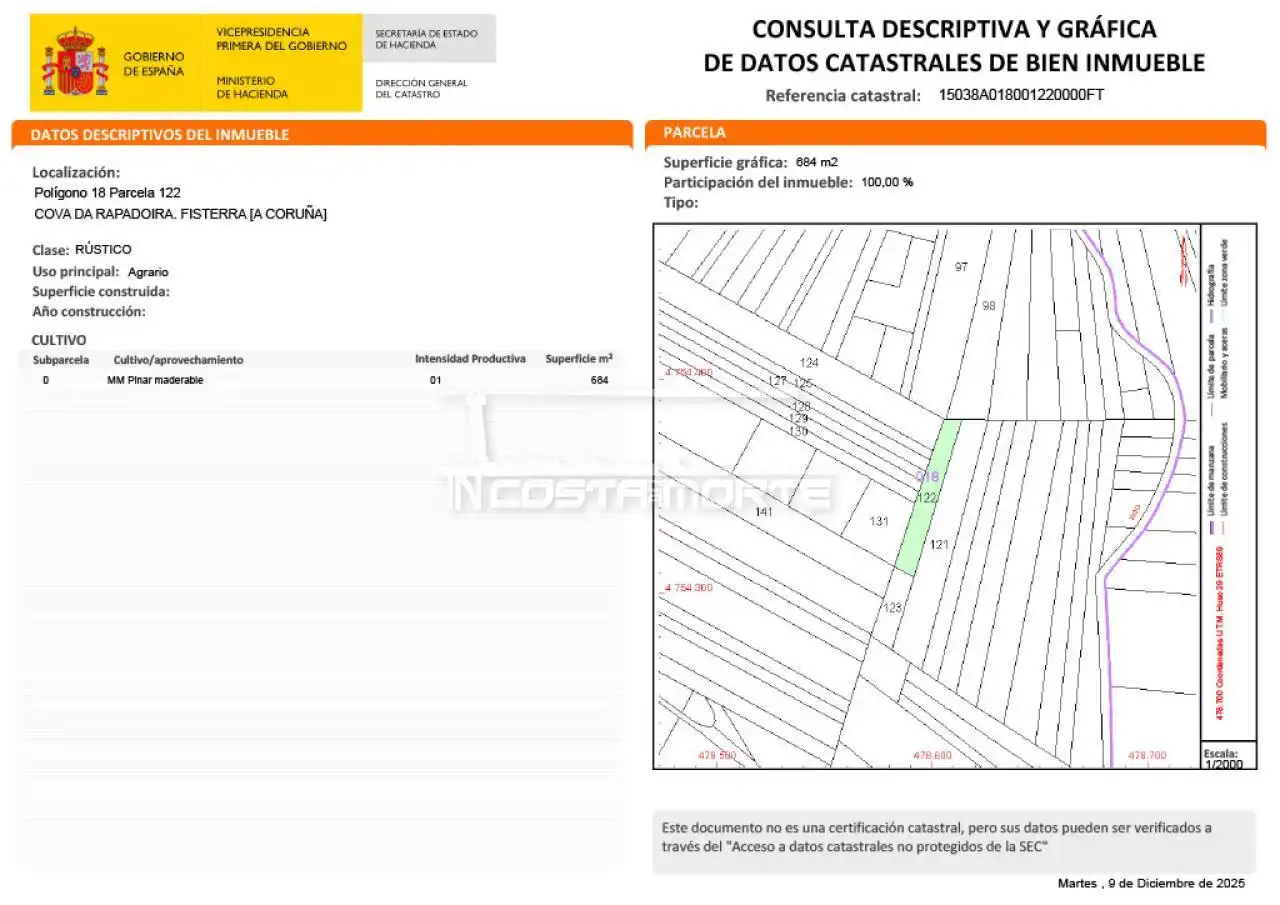 Land for sale in Fisterra