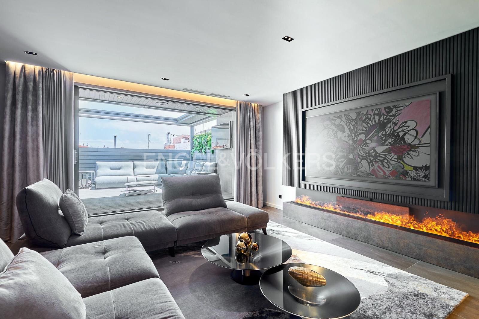 Sala de estar de Ático en venta en  Barcelona Capital con Aire acondicionado, Calefacción y Terraza