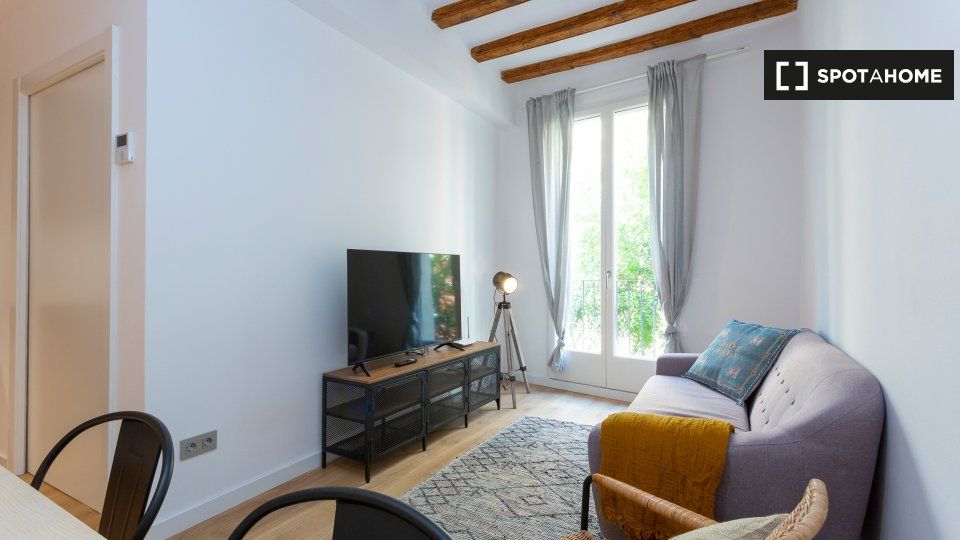 Sala d'estar de Pis de lloguer en  Barcelona Capital amb Aire condicionat, Calefacció i Moblat