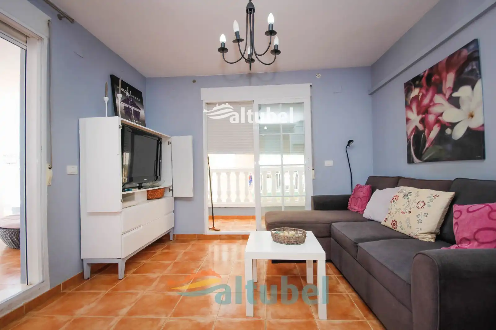 Sala de estar de Ático en venta en Peñíscola / Peníscola con Aire acondicionado, Terraza y Piscina