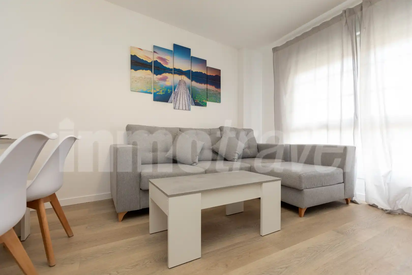 Living room of Flat for rent in Sanxenxo  with Heating, Parquet flooring and Furnished