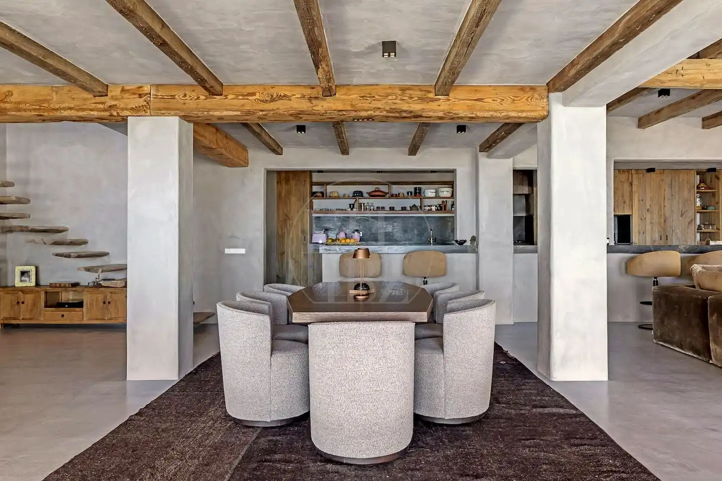 Esszimmer von Haus oder Chalet zur Miete in Sant Josep de sa Talaia mit Klimaanlage, Privatgarten und Schwimmbad