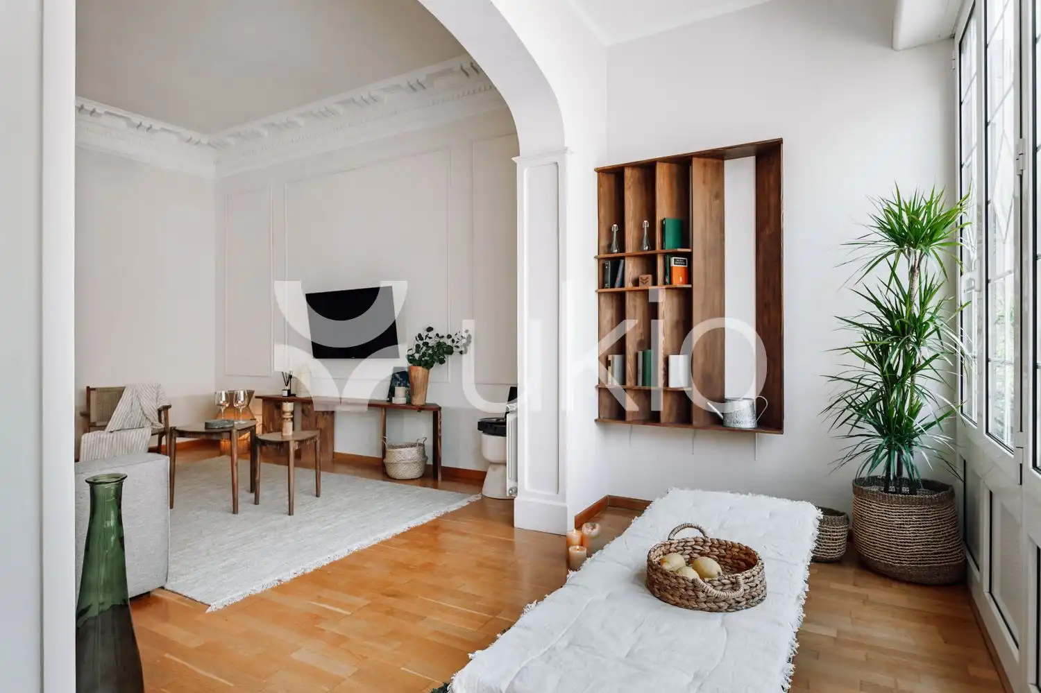 Sala de estar de Apartamento de alquiler en Barcelona con Aire acondicionado, Calefacción y Amueblado