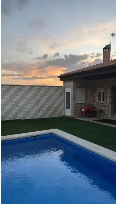 Terrace of Detached homes for sale in Pozuelo de Calatrava  with Air Conditioner and Swimming Pool