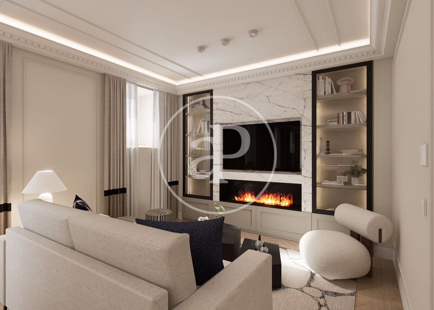 Living room of Flat for sale in  Madrid Capital  with Air Conditioner, Heating and Private garden