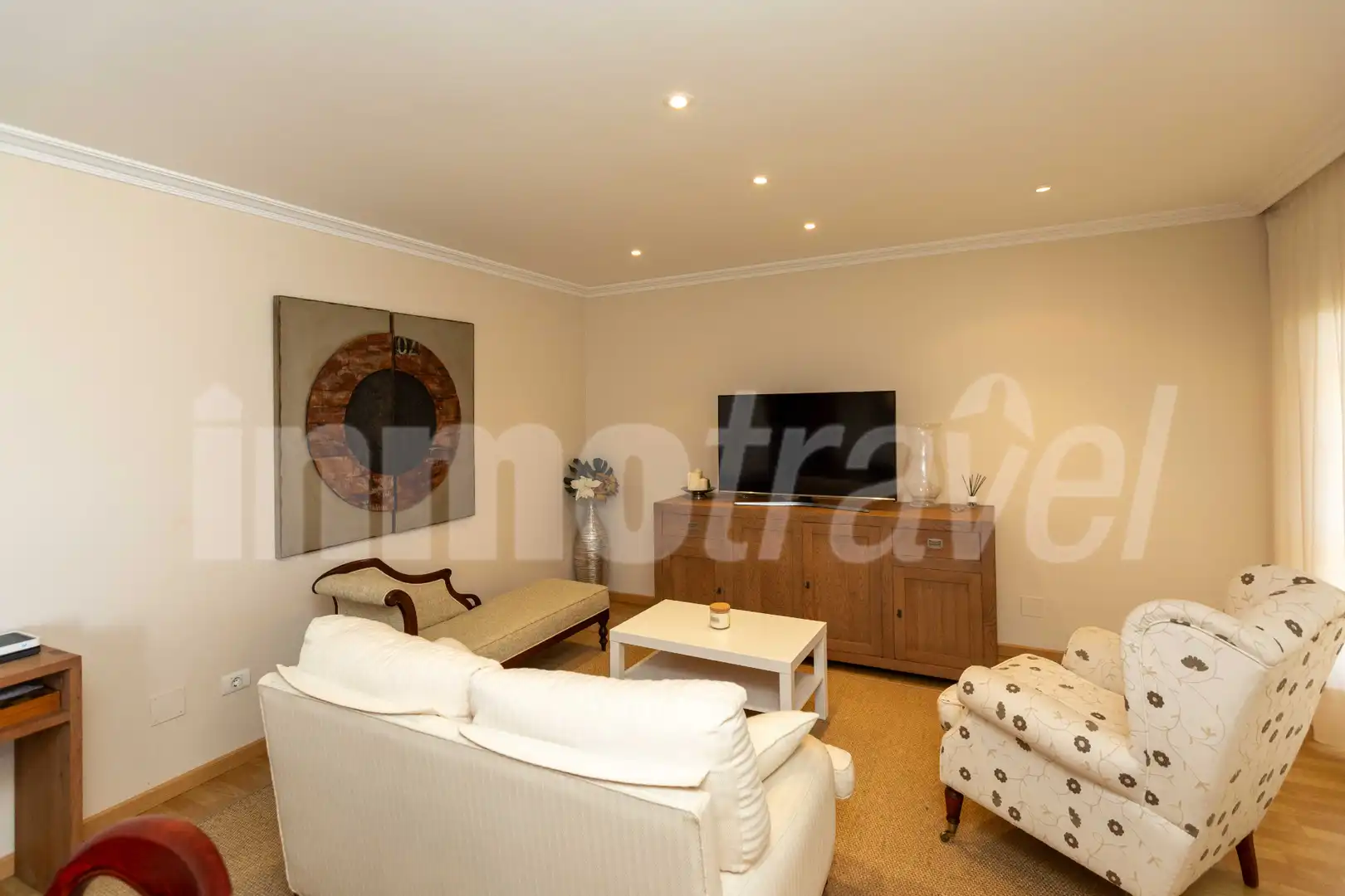 Sala d'estar de Casa adosada de lloguer en Sanxenxo amb Jardí privat, Terrassa i Moblat
