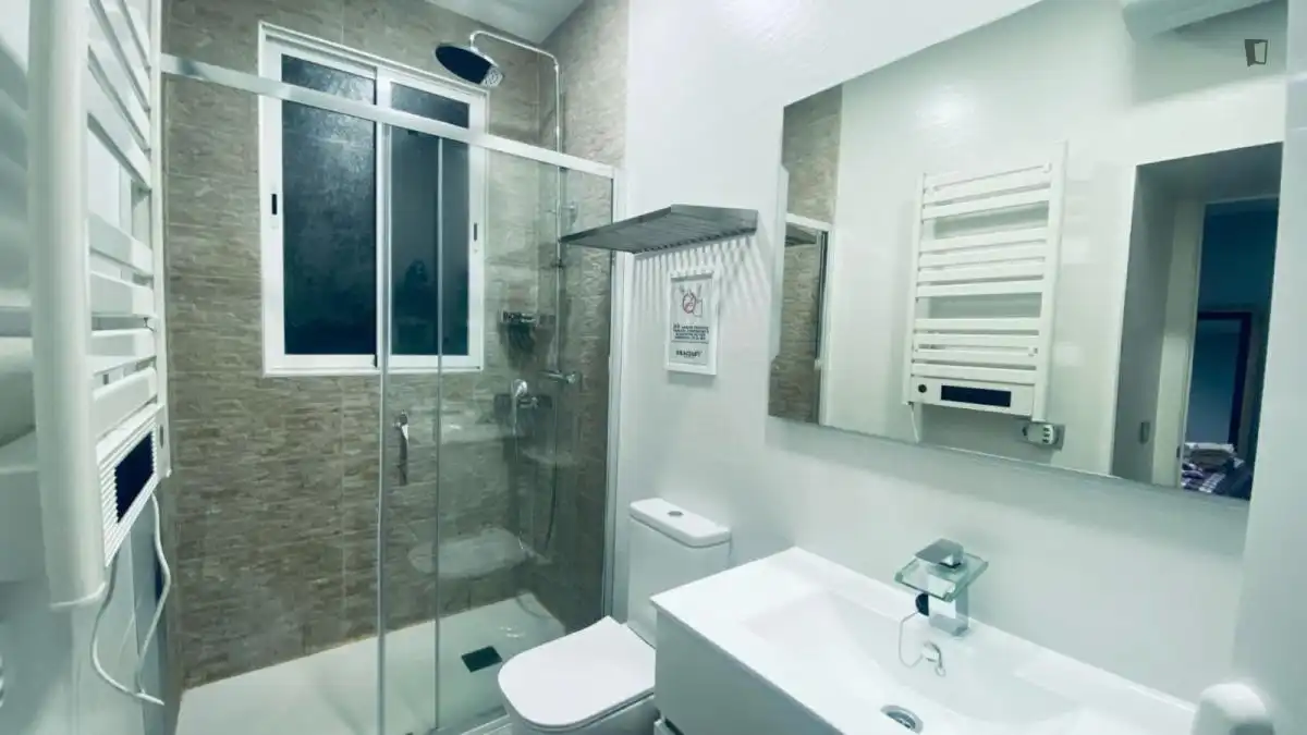 Bany de Apartament de lloguer en Madrid amb Aire condicionat, Moblat i Forn