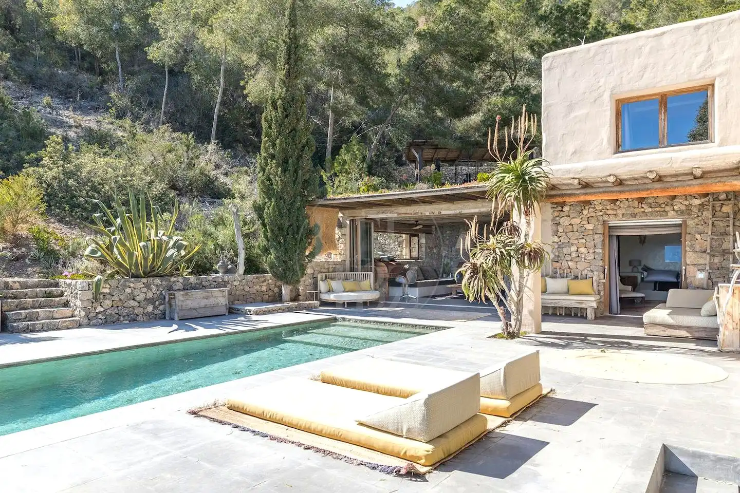 Terrasse von Haus oder Chalet zur Miete in Sant Josep de sa Talaia mit Klimaanlage, Privatgarten und Schwimmbad