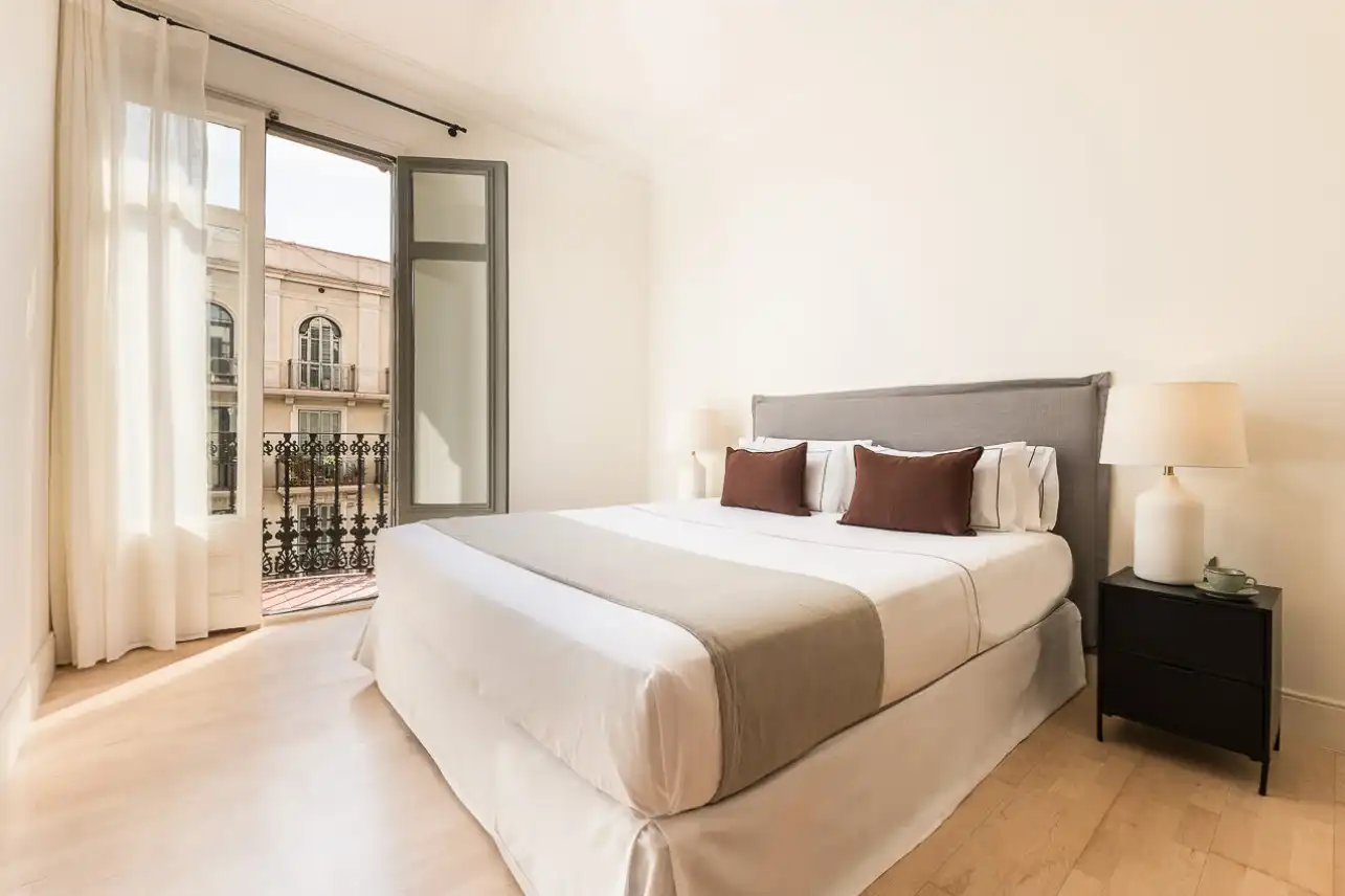 Habitación de Apartamento de alquiler en Barcelona con Aire acondicionado, Calefacción y Jardín privado