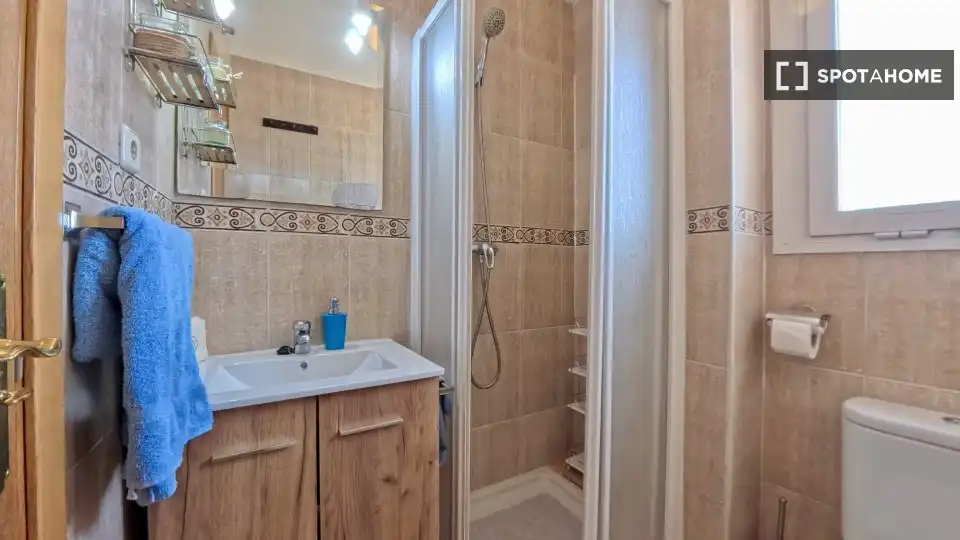 Baño de Apartamento para compartir en  Madrid Capital con Aire acondicionado, Terraza y Amueblado