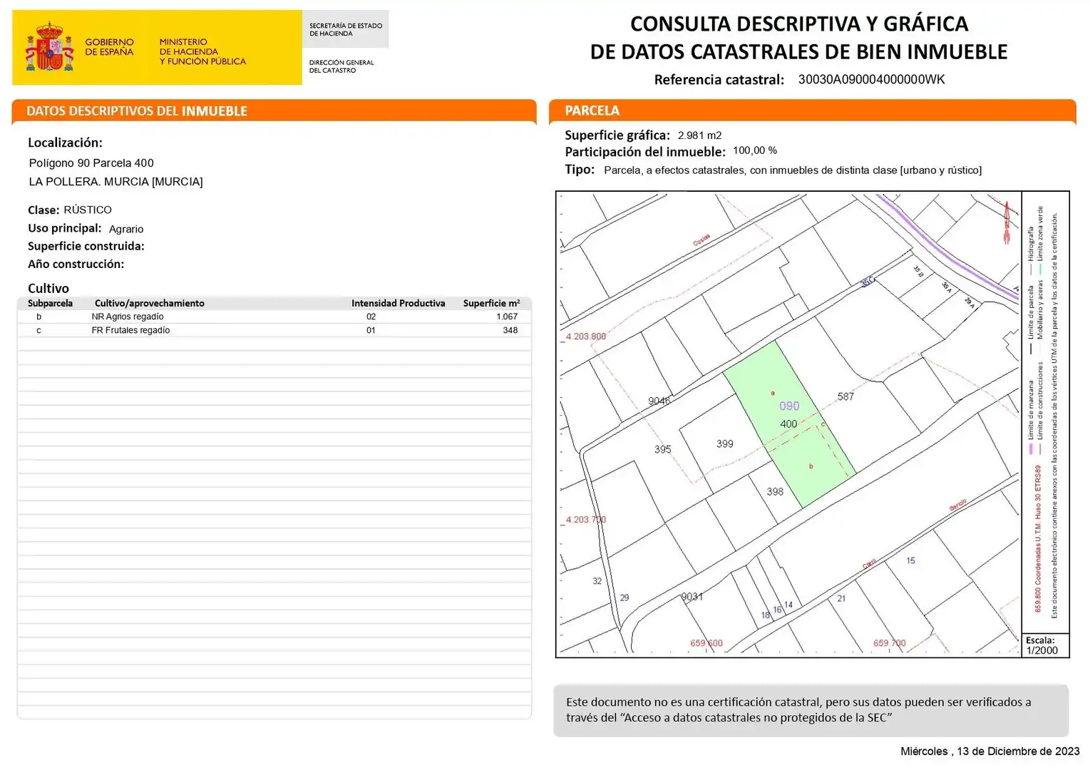 Terreny residencial en venda a Pedanías Oeste, imagen 4