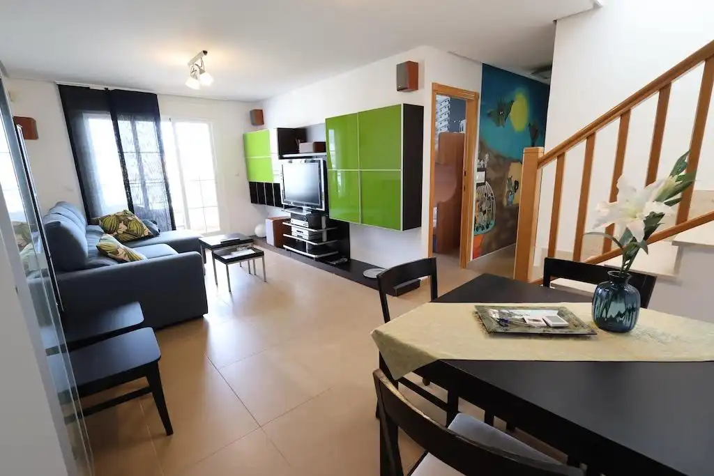 Sala d'estar de Àtic en venda en Pilar de la Horadada amb Aire condicionat, Terrassa i Moblat
