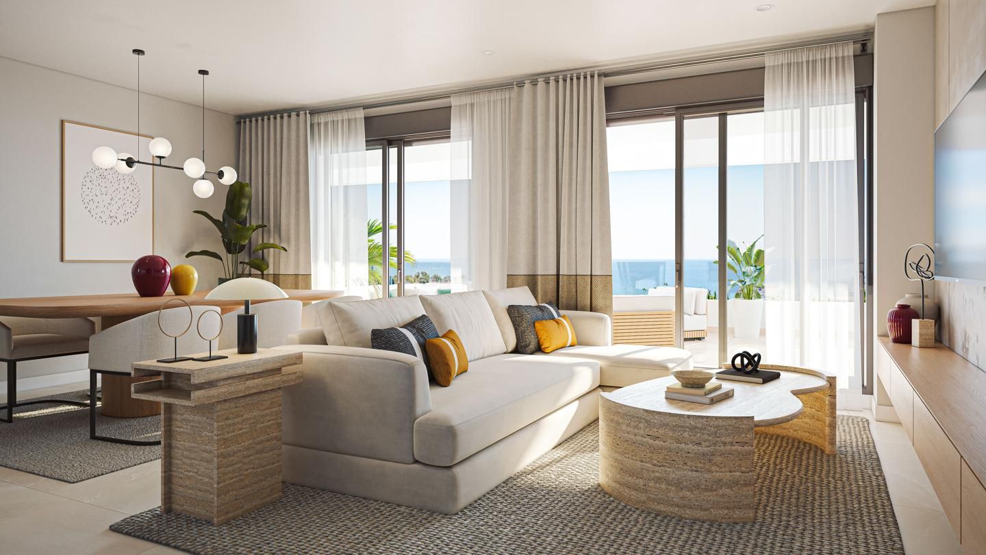 Sala de estar de Apartamento en venta en Estepona con Aire acondicionado, Calefacción y Jardín privado