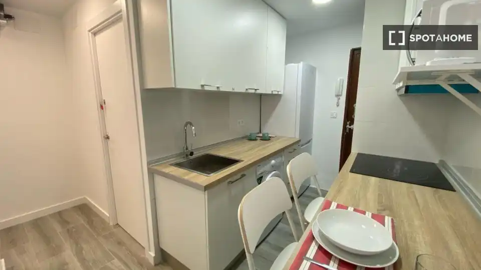 Cuina de Pis de lloguer en Madrid amb Aire condicionat, Calefacció i Moblat