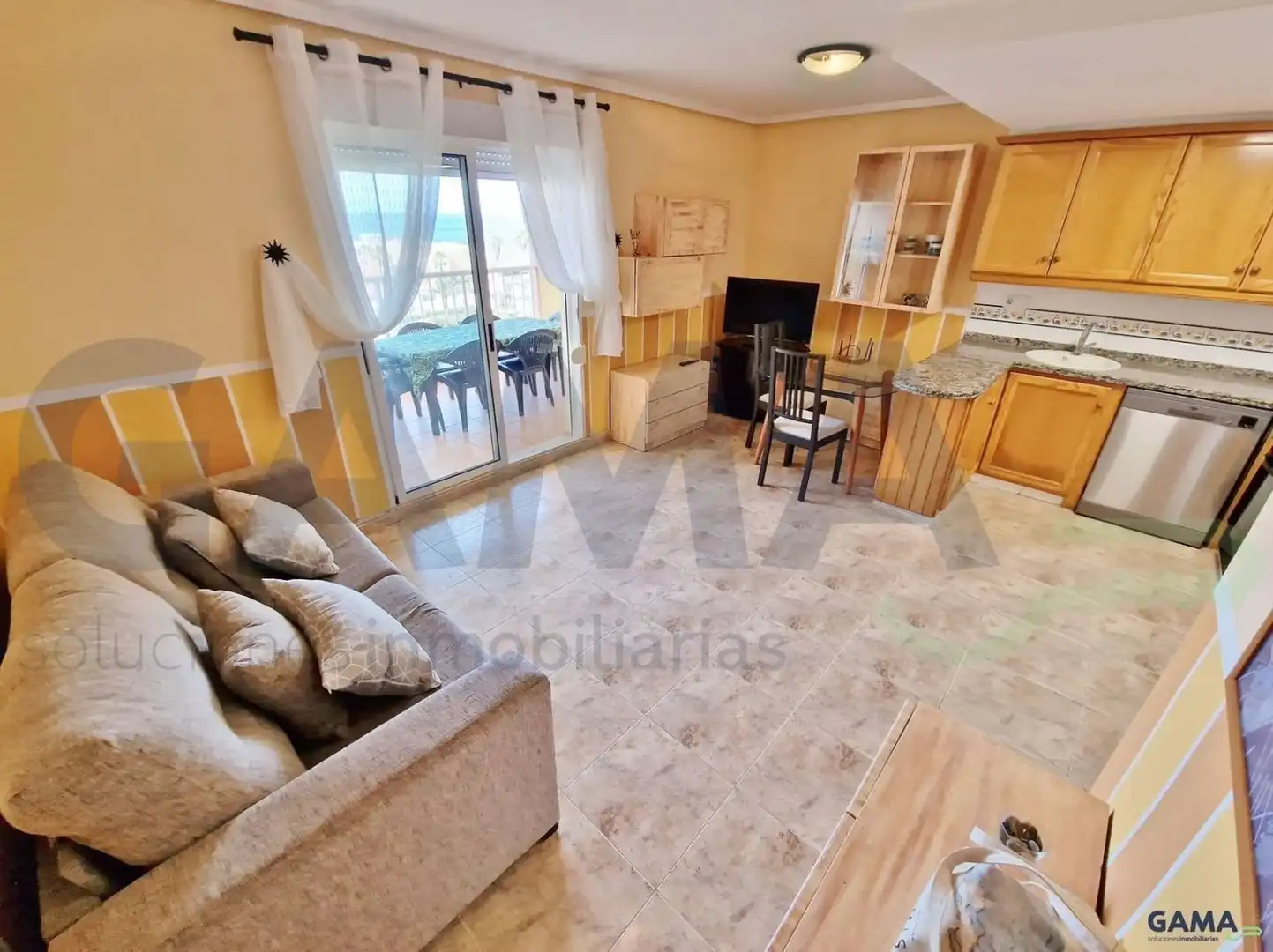 Wohnzimmer von Wohnung zur Miete in Tavernes de la Valldigna mit Terrasse, Schwimmbad und Möbliert