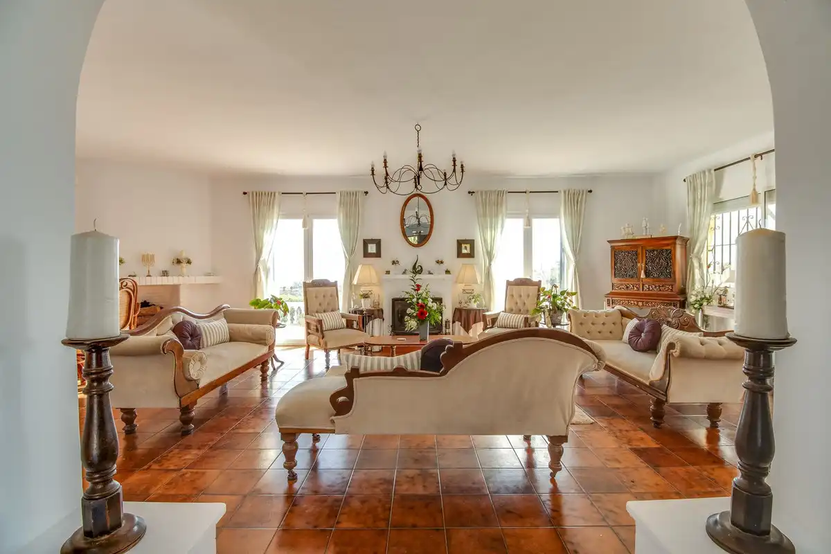 Living room of Houses for sale in Mijas  with Private garden, Terrace and Swimming Pool
