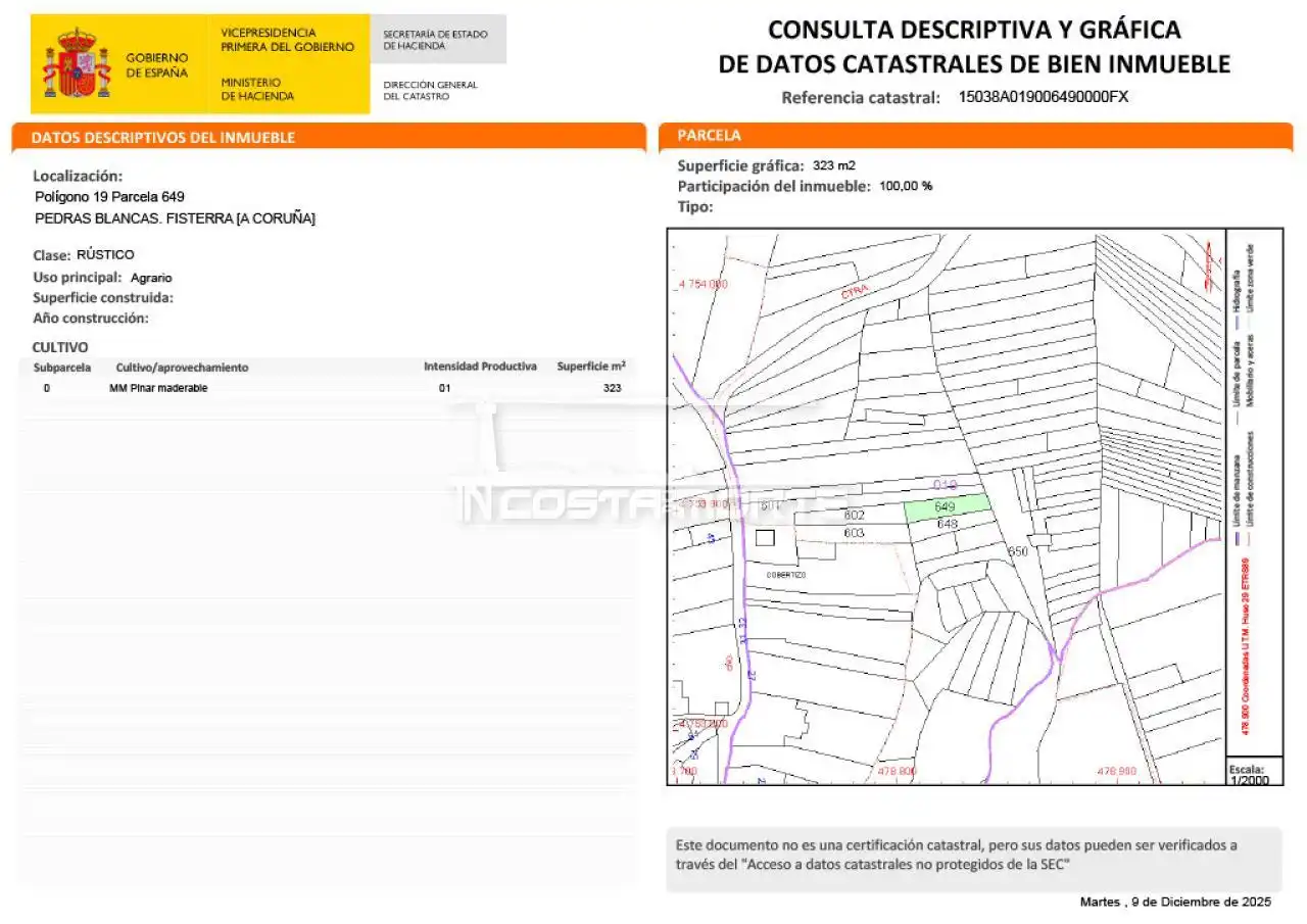 Exterior view of Land for sale in Fisterra