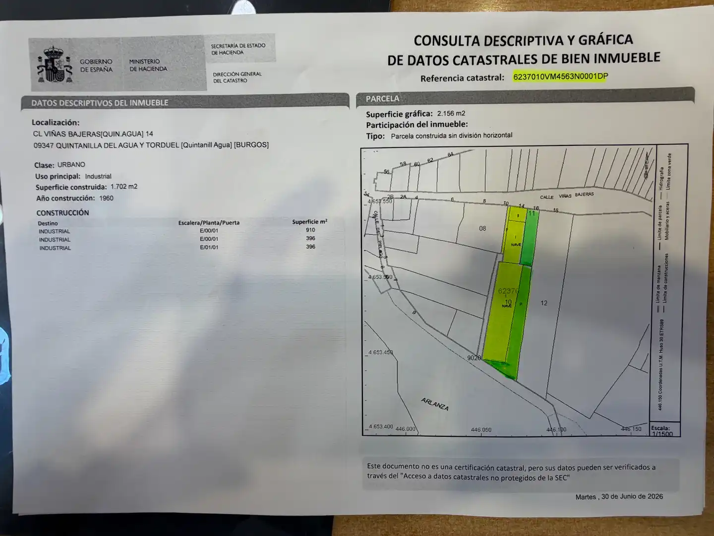 Nau industrial en venda en Quintanilla del Agua y Tordueles