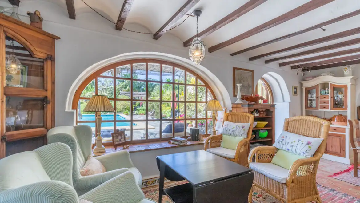Sala de estar de Finca rústica en venta en Teulada con Calefacción, Jardín privado y Terraza
