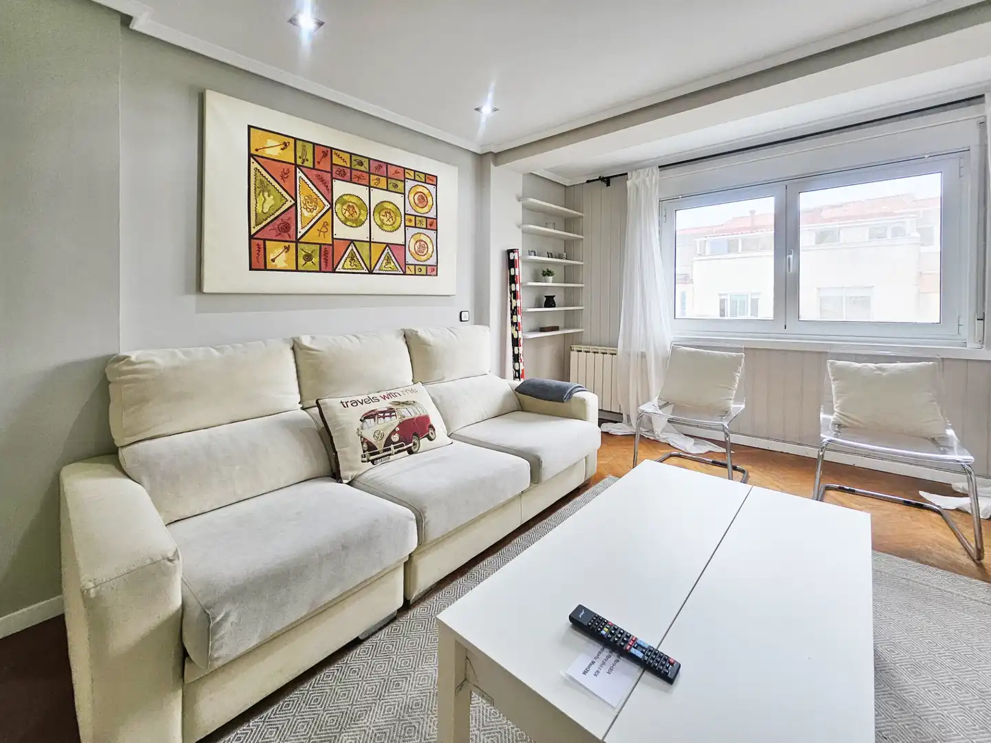 Living room of Flat for rent in A Coruña Capital   with Heating, Parquet flooring and Furnished