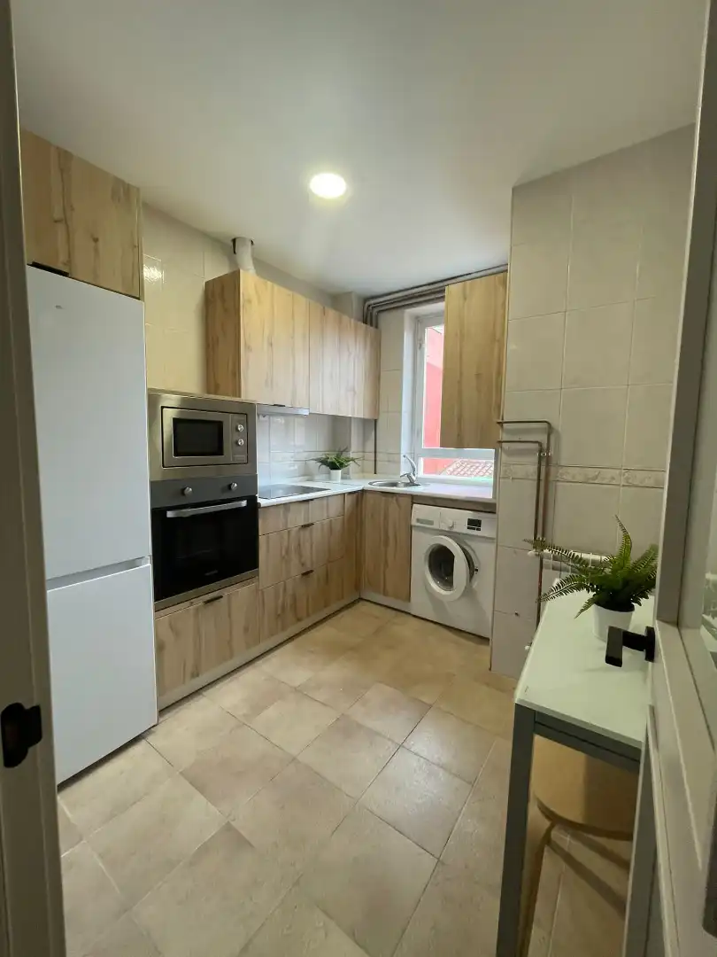 Cuina de Apartament de lloguer en León Capital  amb Calefacció, Parquet i Moblat