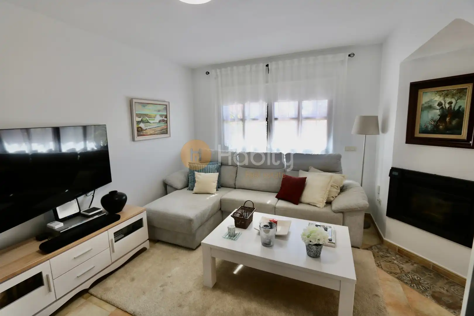 Sala d'estar de Casa adosada en venda en Fuente Álamo de Murcia amb Aire condicionat, Calefacció i Jardí privat