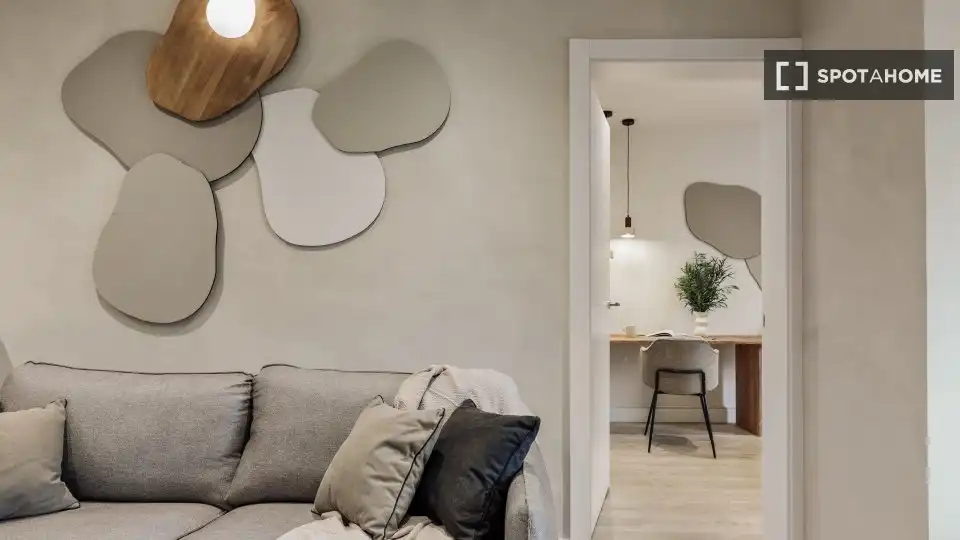 Wohnzimmer von Wohnungen zur untervermieten in Barcelona mit Klimaanlage, Terrasse und Möbliert