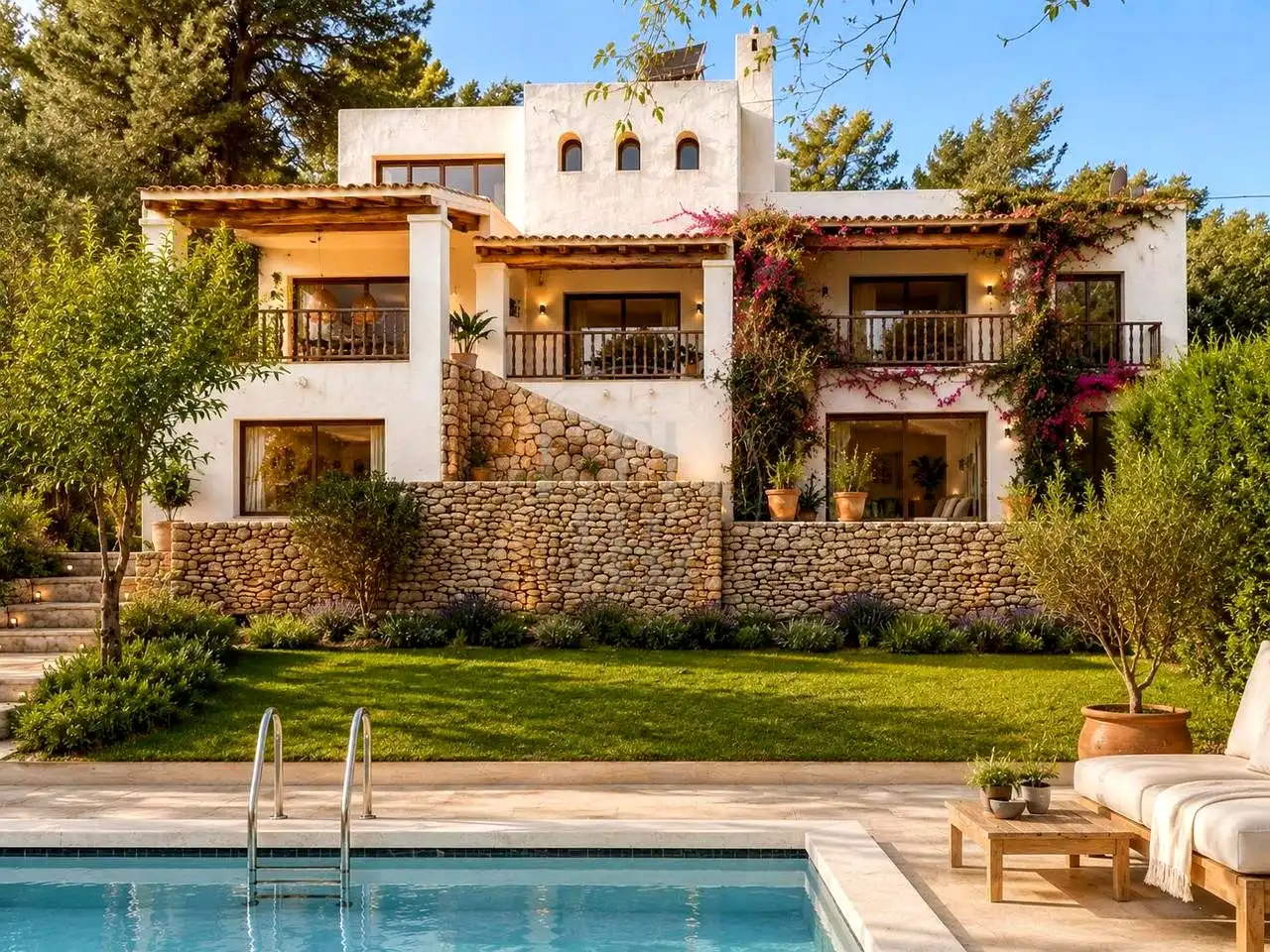 Vista exterior de Casa o xalet en venda en Sant Joan de Labritja amb Aire condicionat, Jardí privat i Piscina