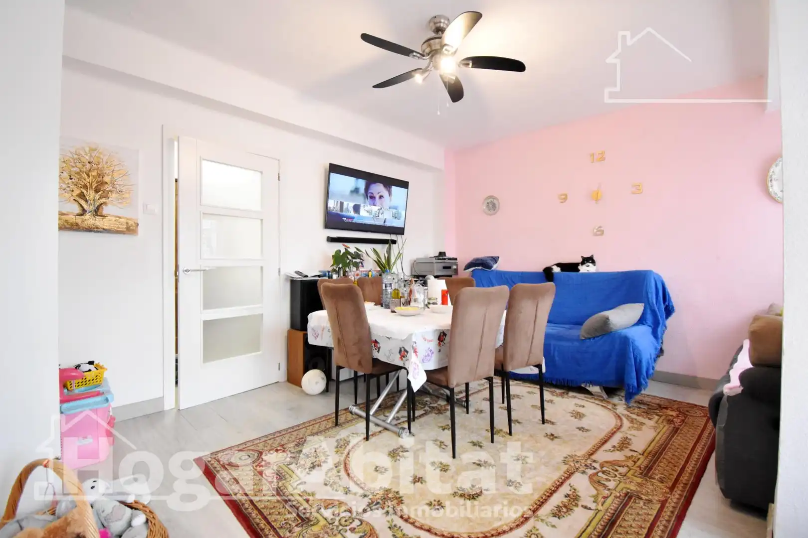 Wohnzimmer von Wohnung zum Verkauf in Oliva mit Parkett, Möbliert und Balkon