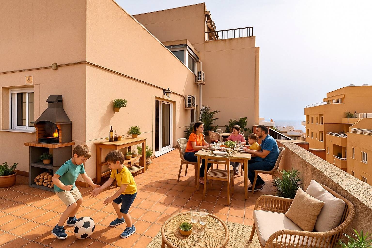 Terrace of Flat for sale in Roquetas de Mar  with Heating, Terrace and Community pool