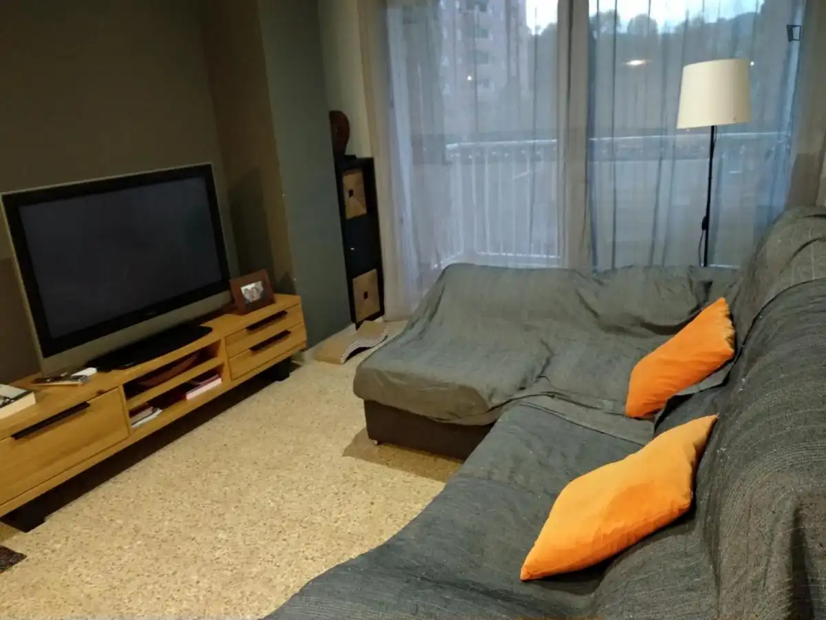 Sala d'estar de Apartament per a compartir en Badalona amb Calefacció, Moblat i Rentadora