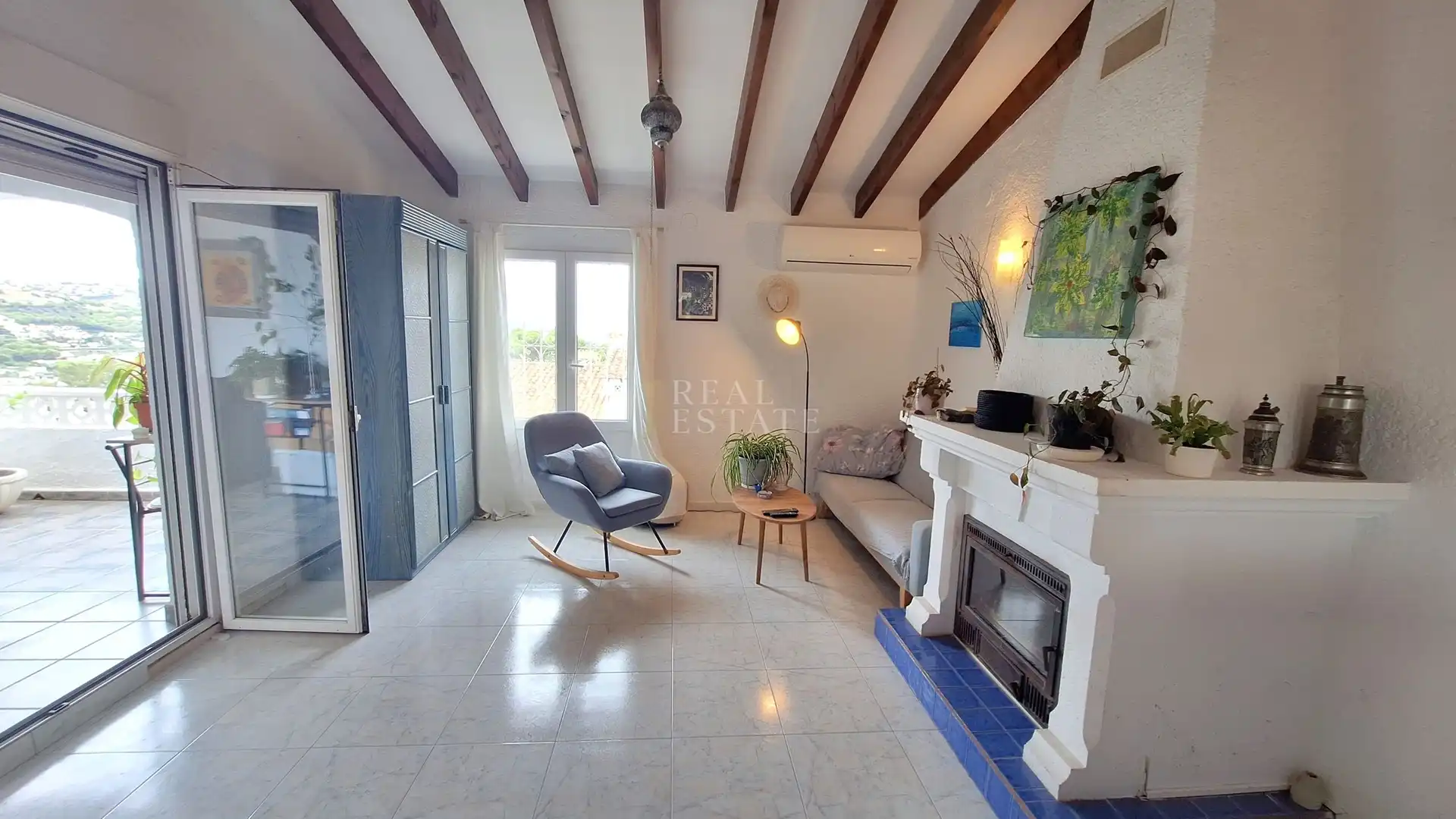Living room of Detached homes for sale in Moraira  with Air Conditioner, Terrace and Storage room