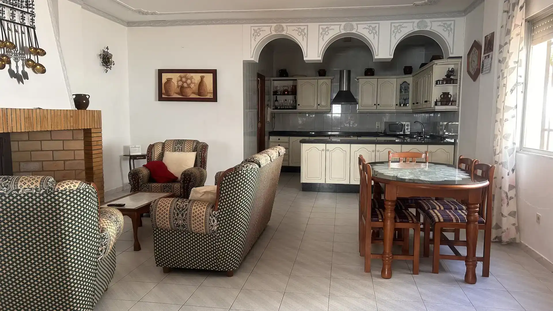Cuina de Casa adosada de lloguer en Añora amb Aire condicionat, Jardí privat i Traster