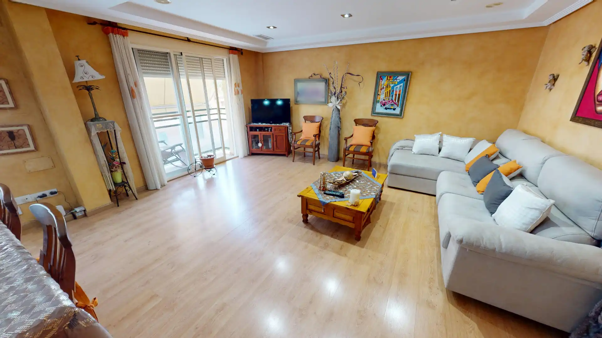 Living room of Flat for sale in Aspe  with Air Conditioner, Parquet flooring and Furnished