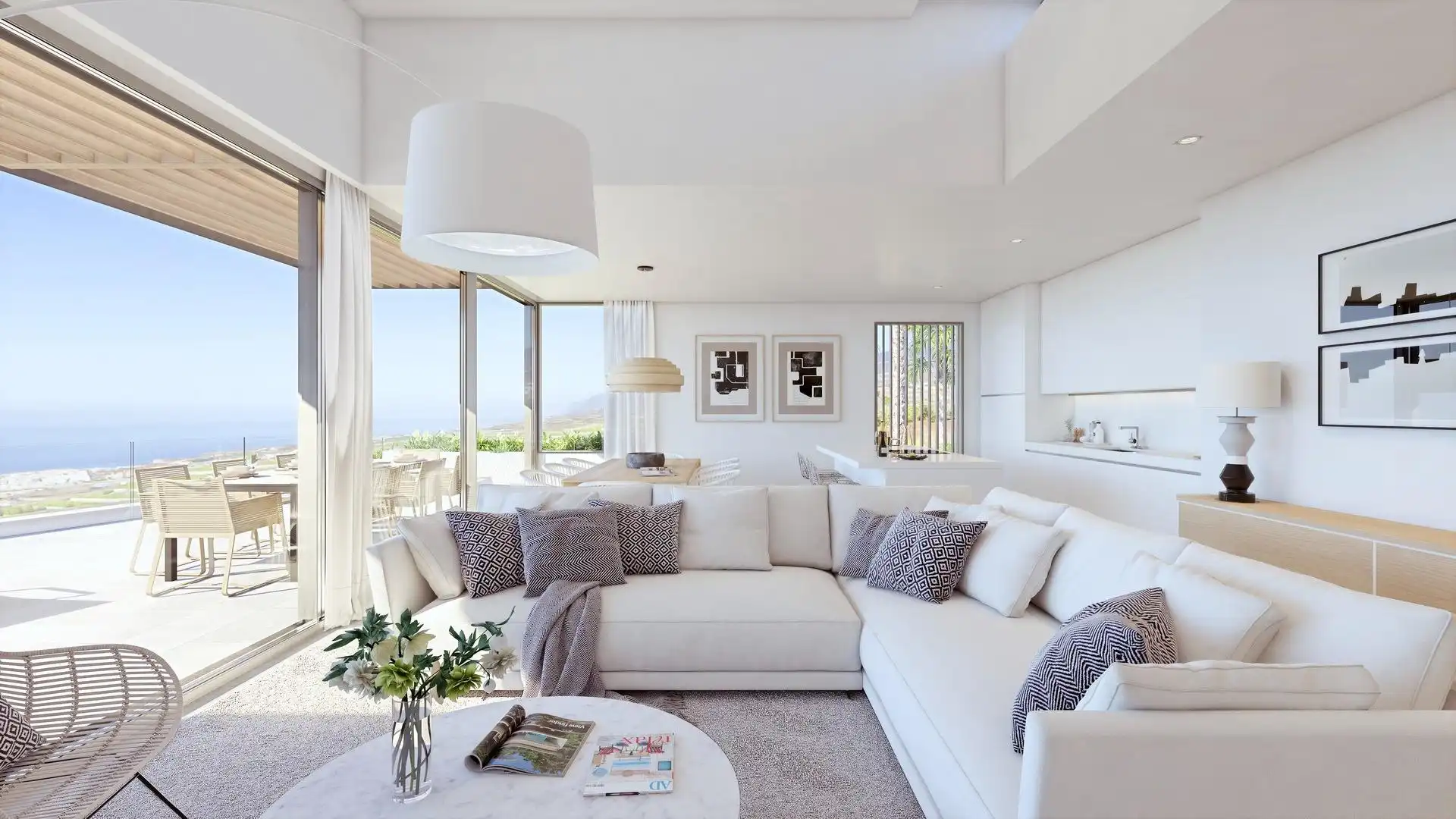 Sala d'estar de Apartament en venda en Guía de Isora amb Aire condicionat, Jardí privat i Terrassa