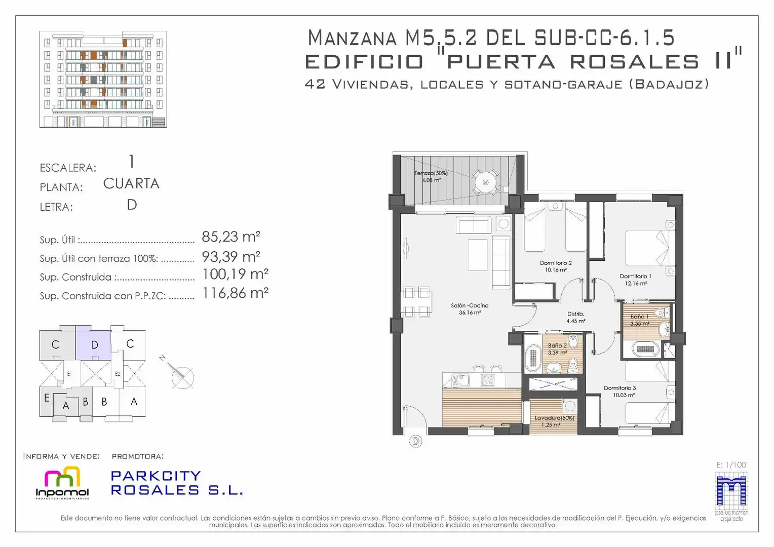 Wohnung zum Verkauf in Badajoz mit Klimaanlage, Privatgarten und Terrasse