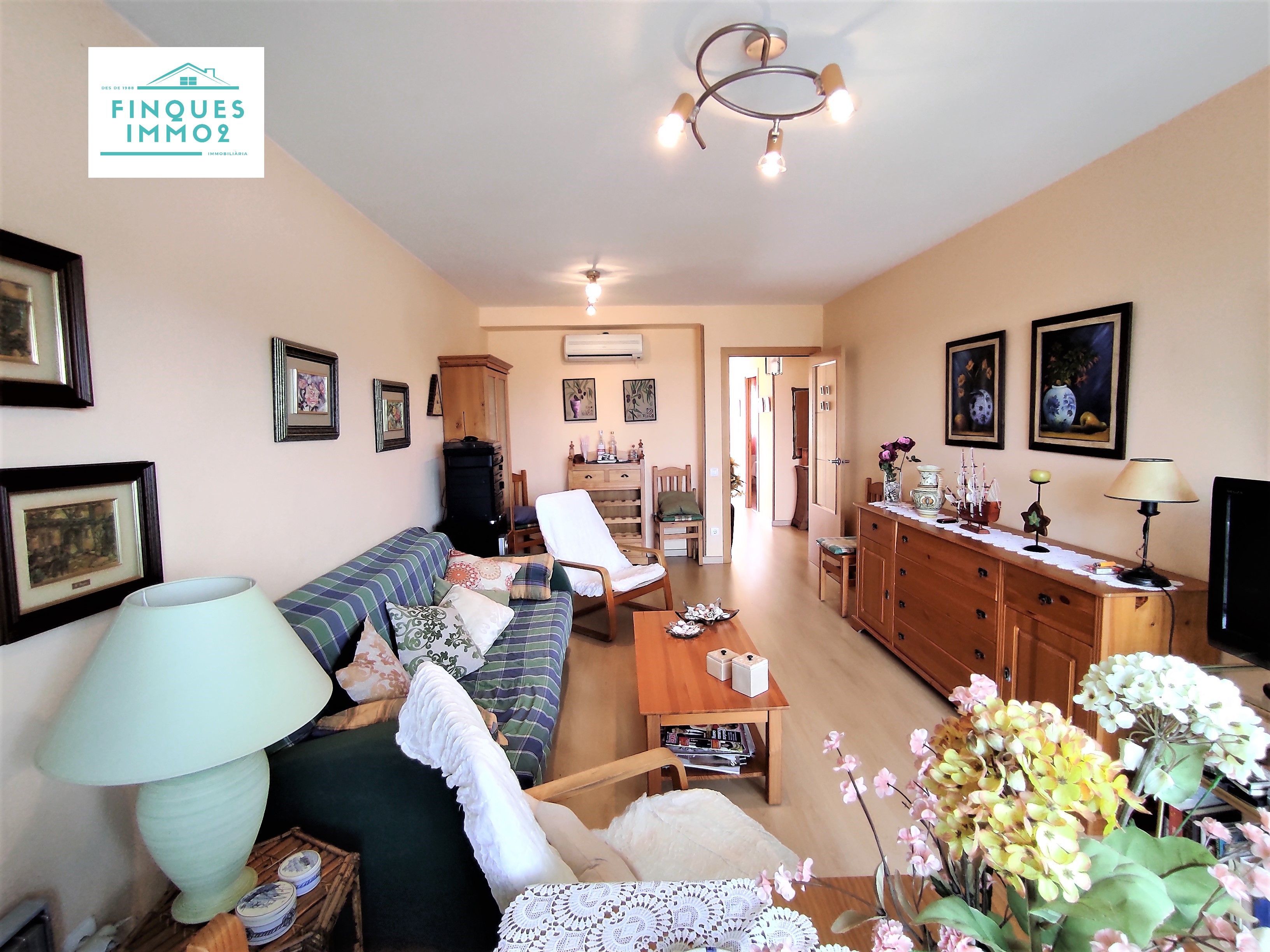 Sala d'estar de Apartament en venda en Alcanar amb Aire condicionat, Jardí privat i Parquet