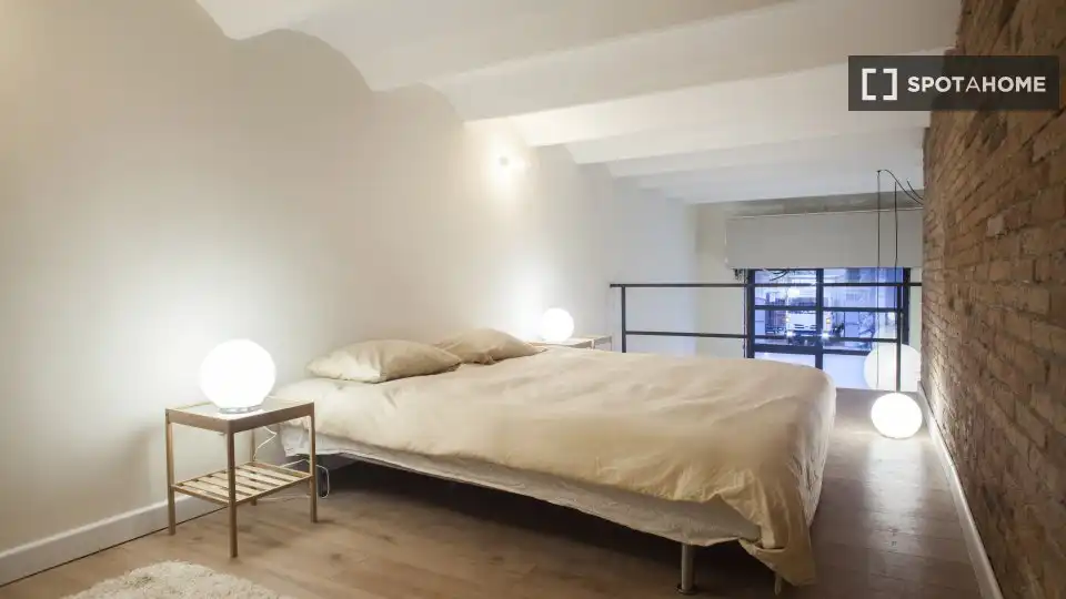 Schlafzimmer von Wohnungen zur untervermieten in Barcelona mit Klimaanlage, Terrasse und Möbliert