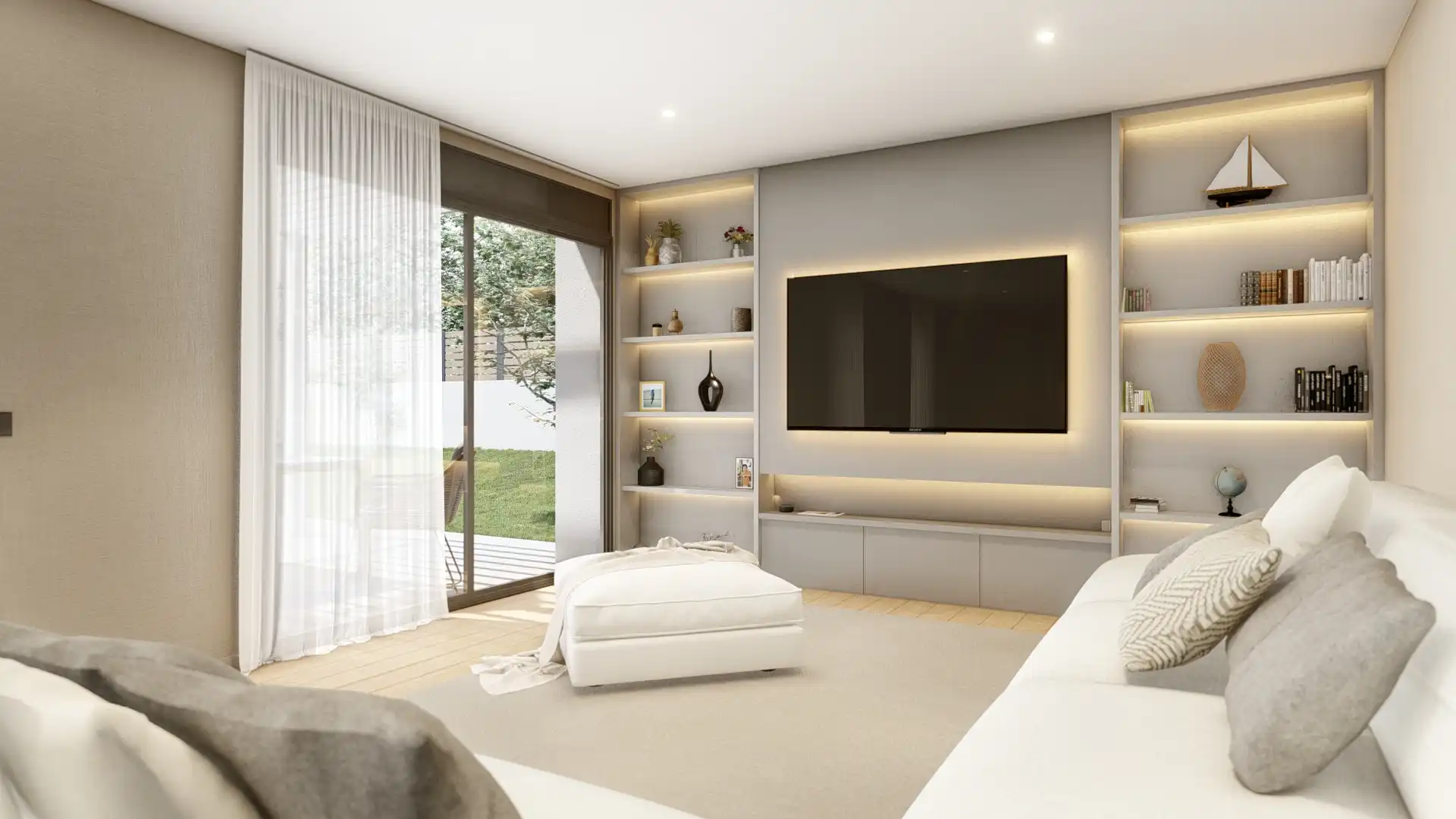 Living room of Houses for sale in Caldes de Malavella  with Air Conditioner, Private garden and Parquet flooring