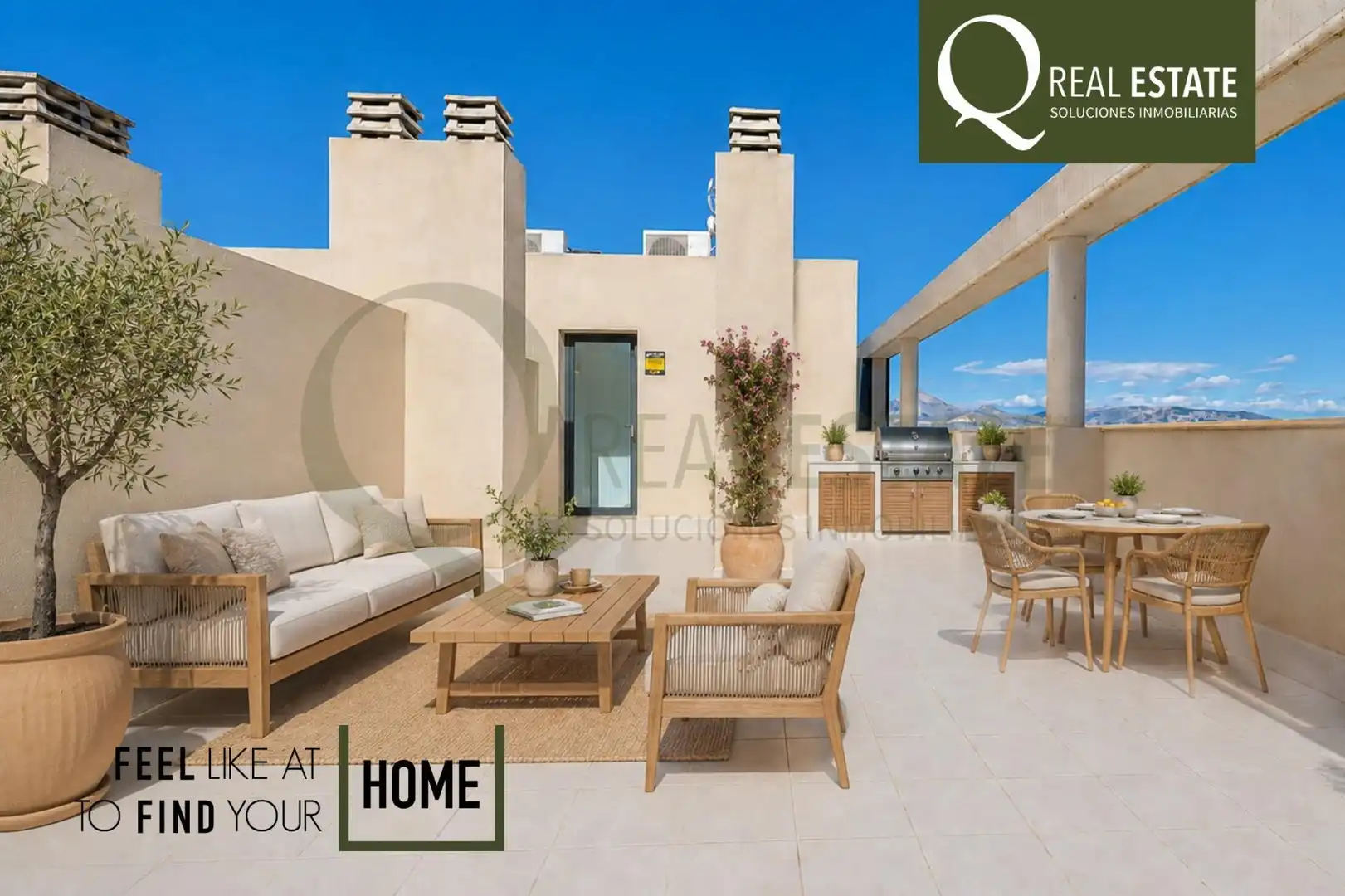 Terrasse von Dachboden zum Verkauf in Alicante / Alacant mit Klimaanlage, Privatgarten und Terrasse