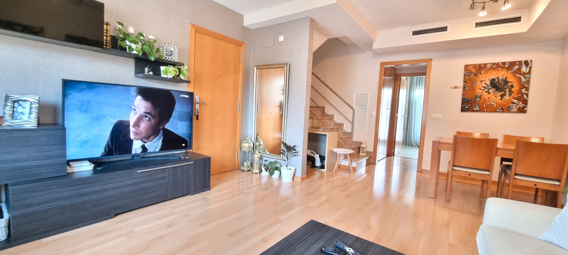 Living room of Duplex for sale in Badalona  with Air Conditioner, Parquet flooring and Terrace