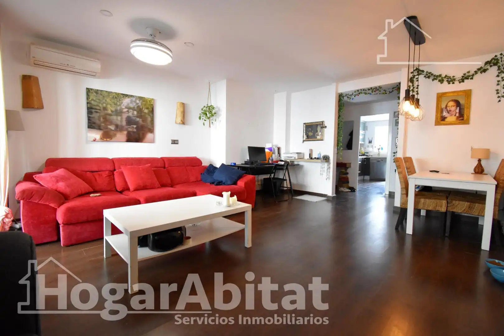 Living room of Flat for sale in Dénia  with Air Conditioner, Parquet flooring and Terrace