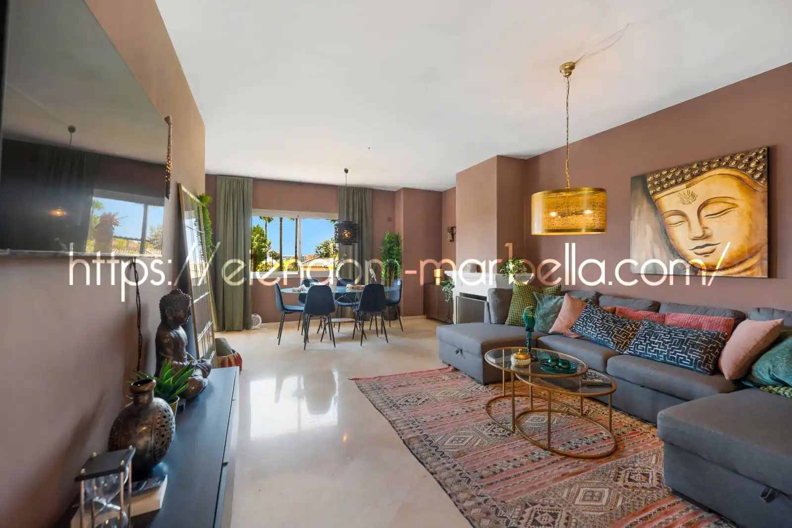 Wohnzimmer von Wohnungen zum Verkauf in Marbella mit Klimaanlage, Terrasse und Möbliert