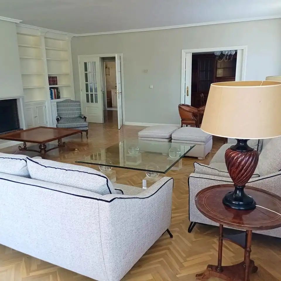 Living room of Flat for rent in Madrid  with Air Conditioner, Heating and Parquet flooring