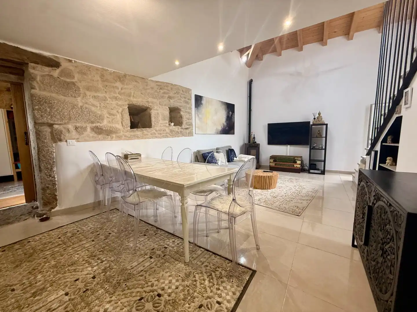 Sala de estar de Casa o chalet en venta en Sober con Jardín privado, Piscina y Amueblado