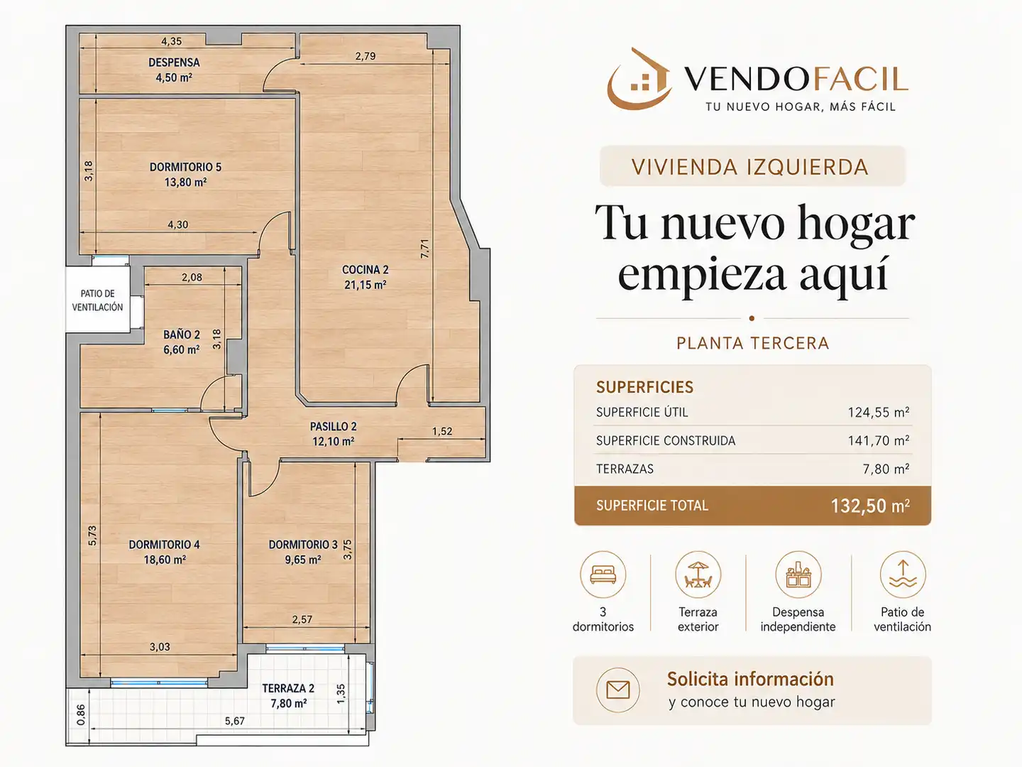 Piso con terraza en venta en Plaza Región Murciana 5