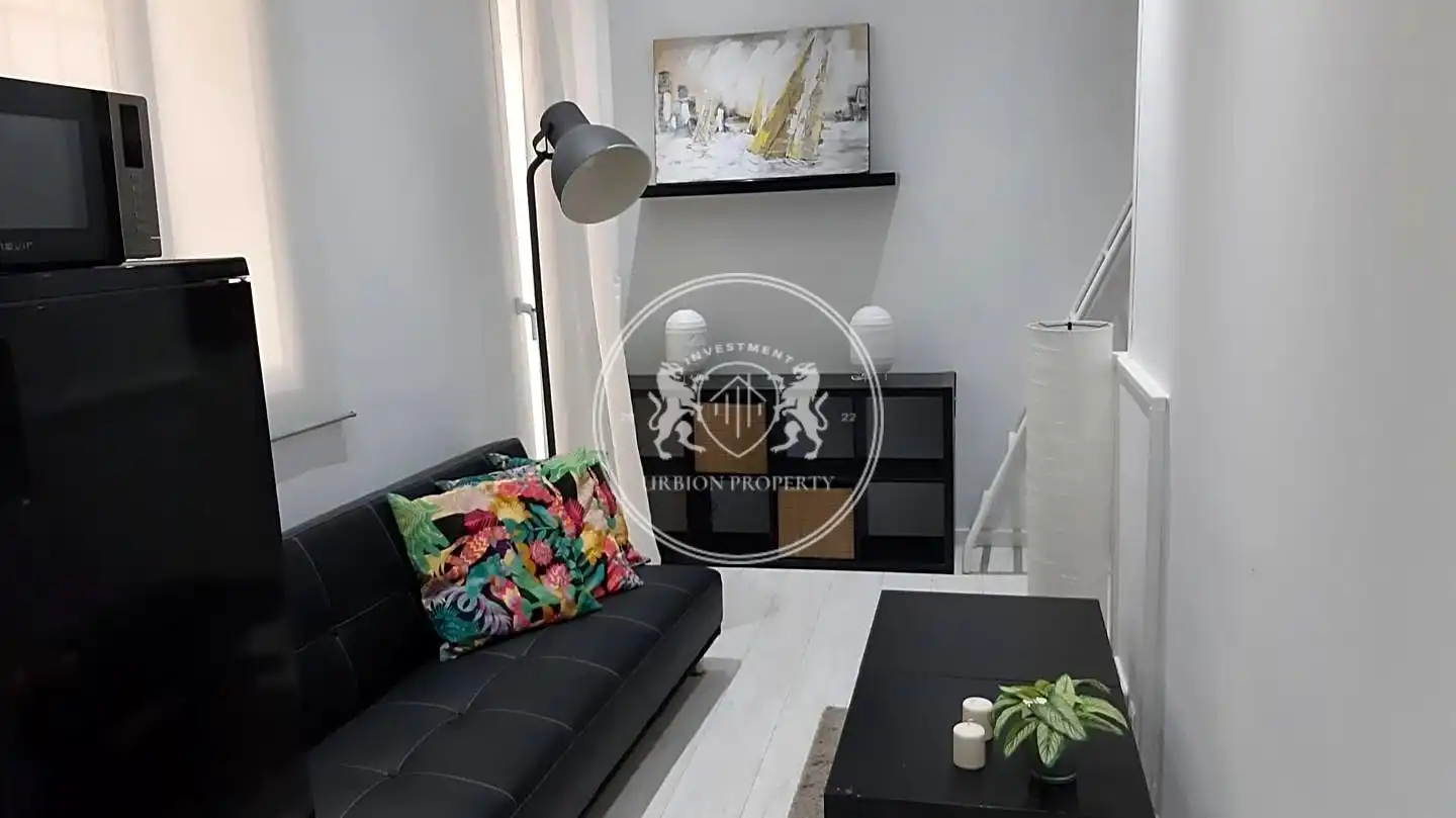 Sala d'estar de Estudi en venda en Madrid amb Aire condicionat, Calefacció i Moblat